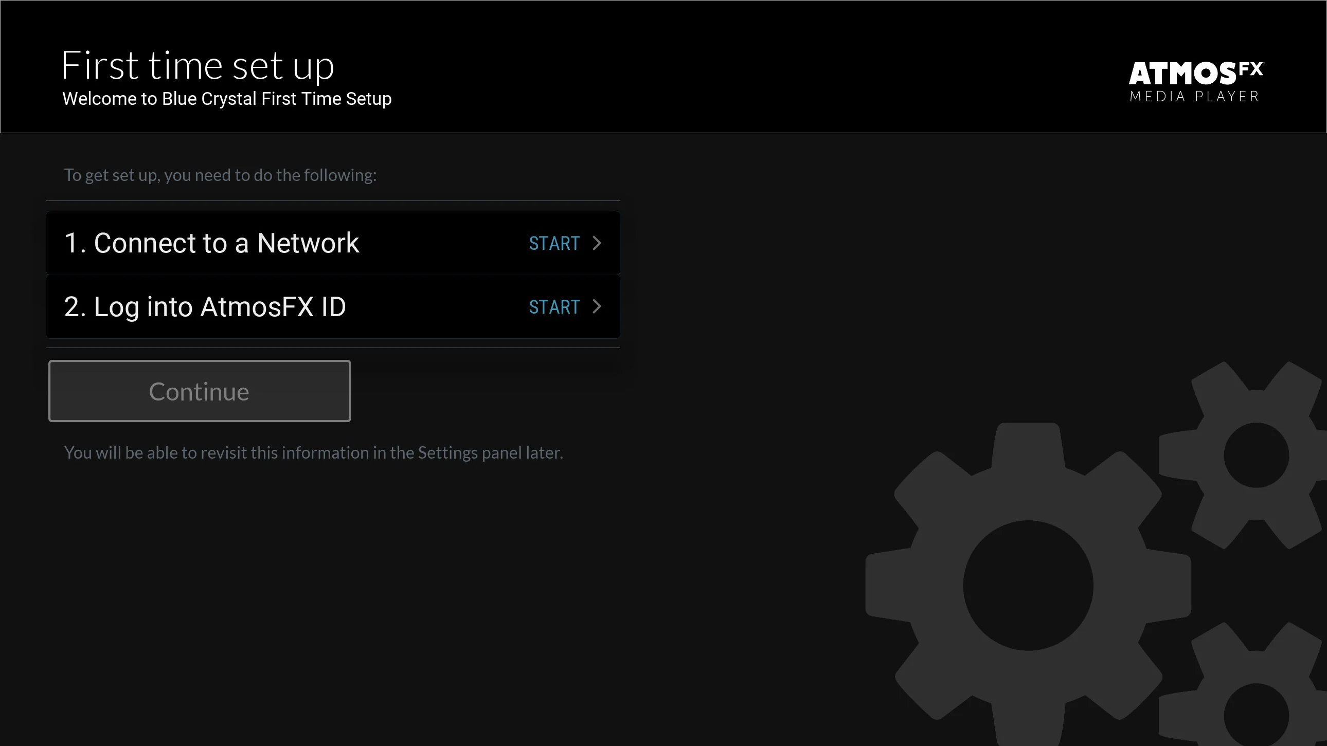 AtmosFX Media Player final setup flow screen. 03